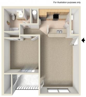 GoGo West 1 Bedroom 1 Bath Floor Plan GoGo West 1 Bedroom 1 Bath Floor Plan